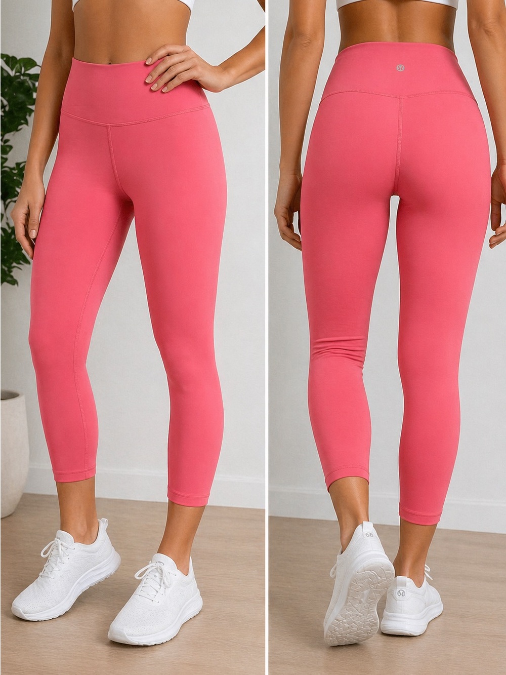 Lululemon Women’s Leggings Pink High Rise Cropped Size 8 Yoga Athletic